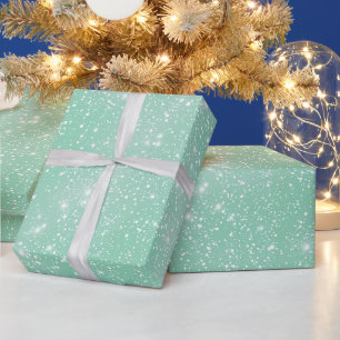 Fresh Mint Green Soft White Glitter Pattern Wrapping Paper