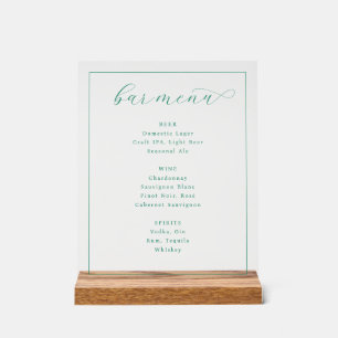 Fresh Mint Minimalist Bar Menu Acrylic Sign