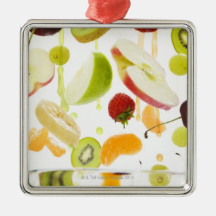 Fresh mixed fruit with apple & orange juice metal tree decoration