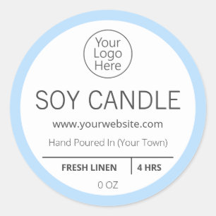 Fresh Modern Light Blue Scented Candle Labels
