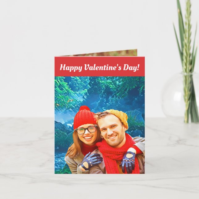fresh modern personalised design red hearts holiday card (Front)