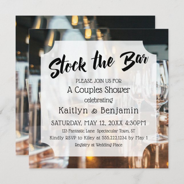 Fresh & Modern Stock the Bar Couples Shower Invitation (Front/Back)