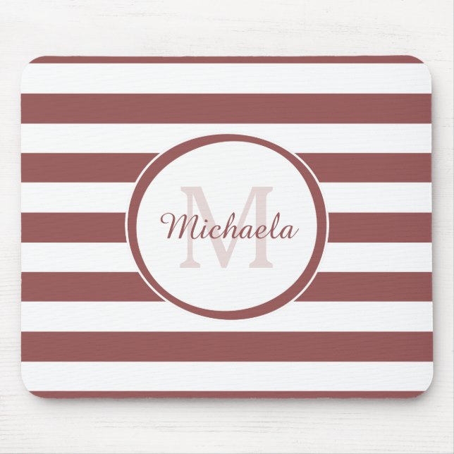 Fresh Monogrammed Name Chunky Soft Red Stripes Mouse Pad (Front)