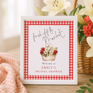 Fresh off Market Red Gingham Welcome Bridal Shower Poster