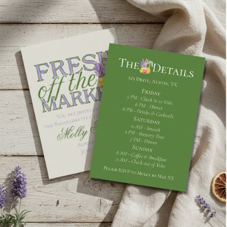 Fresh Off the Market Bachelorette Itinerary Invitation