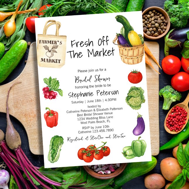 Fresh Off the Market Basket Tote Bag Bridal Shower Invitation (Creator Uploaded)