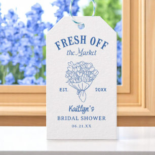 Fresh Off The Market Blue Bridal Shower Gift Tags