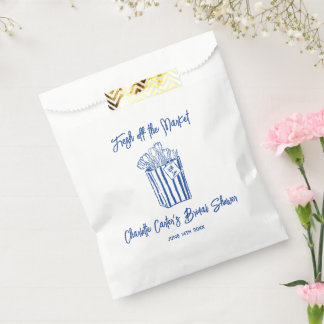 Fresh Off The Market Blue Hand Drawn Bridal Shower Favour Bags