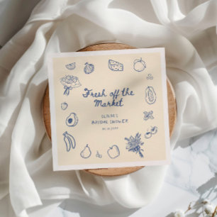 Fresh Off The Market Blue Hand Drawn Napkin