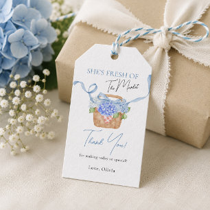 Fresh Off The Market Blue Hydrangea Bridal Shower  Gift Tags