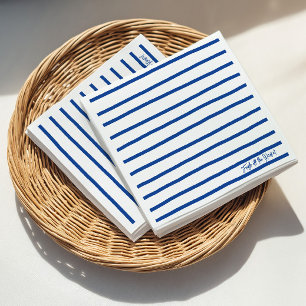 Fresh Off The Market Blue Stripes Bridal Shower Napkin