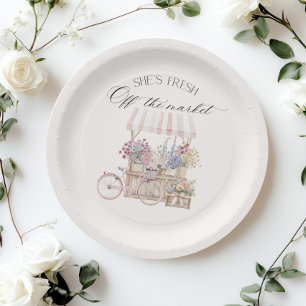 Fresh Off the Market Boho Flower Cart Bridal Paper Plate