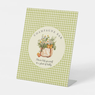 Fresh Off the Market Bridal Shower Champagne Bar Pedestal Sign