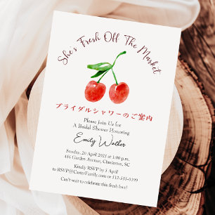 Fresh Off the Market Bridal Shower Cherry Rustic Invitation