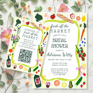 FRESH OFF THE MARKET Bridal Shower CUSTOM QR Code  RSVP Card
