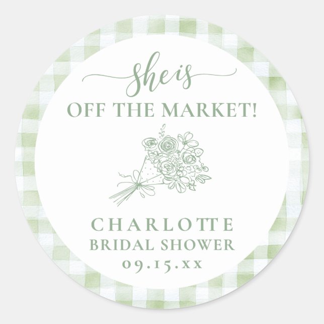 Fresh Off the Market Bridal Shower Farmers Classic Round Sticker (Front)
