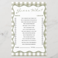 Fresh off the Market bridal shower Guess Who Game
