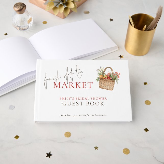Fresh off the Market Bridal Shower Guest Book (Front Open)