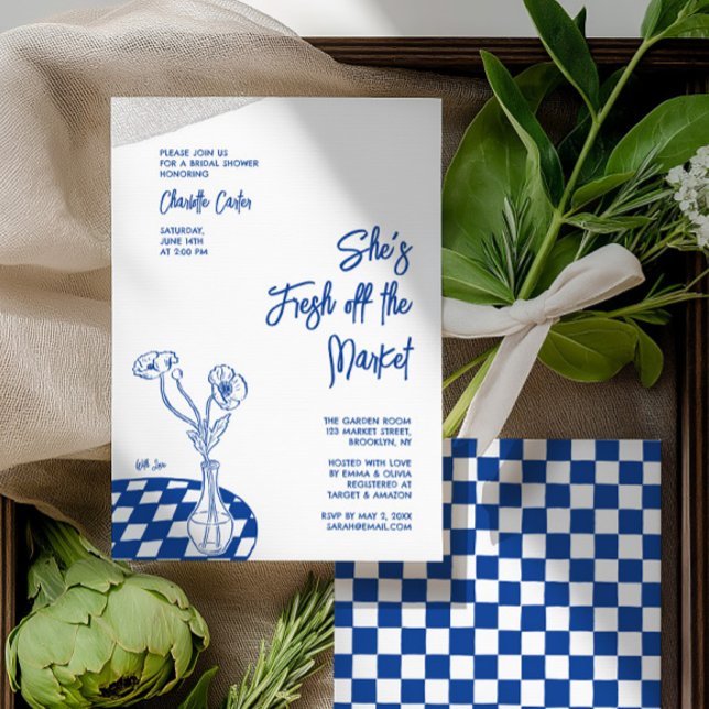 Fresh Off The Market Bridal Shower Hand Drawn Invitation (Fresh Off The Market Bridal Shower Hand Drawn Invitation)