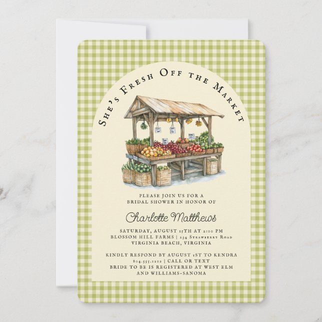 Fresh Off the Market Bridal Shower Invitation  (Front)