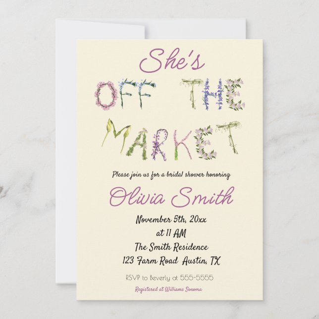 Fresh off the Market - Bridal Shower  Invitation (Front)