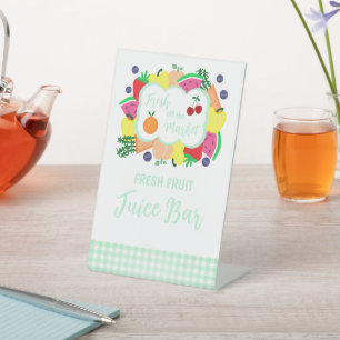 Fresh Off The Market Bridal Shower Juice Bar Pedestal Sign
