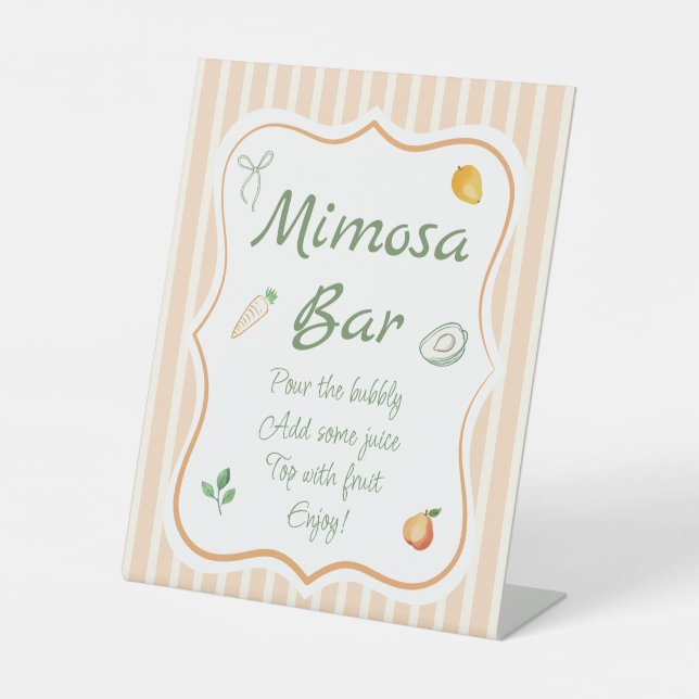 Fresh Off the Market bridal Shower Mimosa Bar Pedestal Sign (Front)