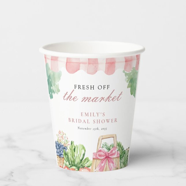 Fresh Off The Market Bridal Shower Paper Cups (Front)
