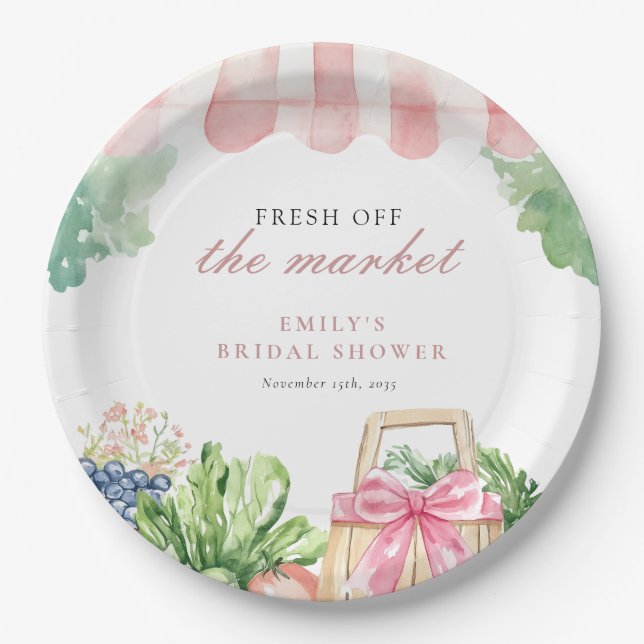 Fresh Off The Market Bridal Shower Paper Plate (Front)