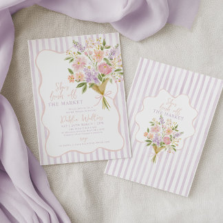 Fresh Off the Market Bridal Shower Purple Flower Invitation