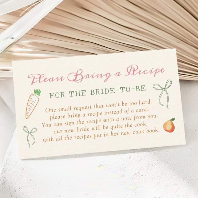 Fresh Off the Market Bridal Shower Recipe Request Enclosure Card (Creator Uploaded)