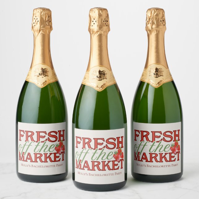 Fresh Off the Market Bridal Shower Sparkling Wine Label (Bottles)