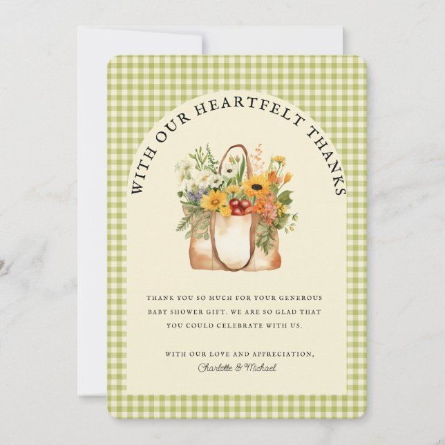 Fresh Off the Market Bridal Shower Thank You Card  (Front)