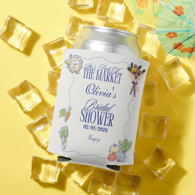 Fresh Off the Market Bridal Shower Whimsical  Can Cooler (In Situ Summer)