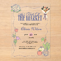 Fresh Off the Market Bridal Shower Whimsical Drawn