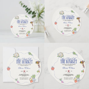 Fresh Off the Market Bridal Shower Whimsical Drawn Invitation