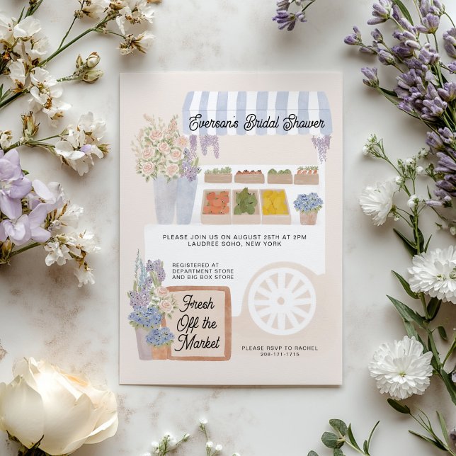 Fresh Off the Market Cart Bridal Shower Invitation (Creator Uploaded)