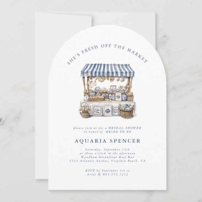 Fresh off the Market - Coastal Market Bridal  Invitation (Front)