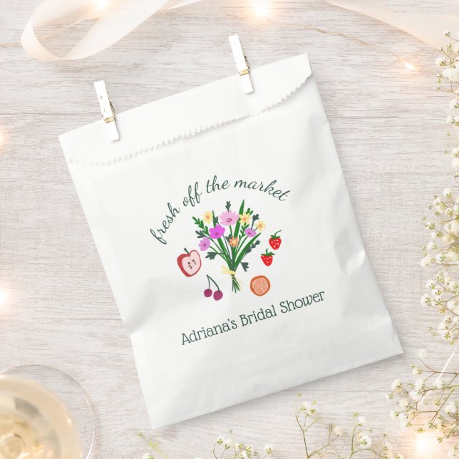FRESH OFF THE MARKET Cute Custom Bridal Shower Favour Bags (Clipped)