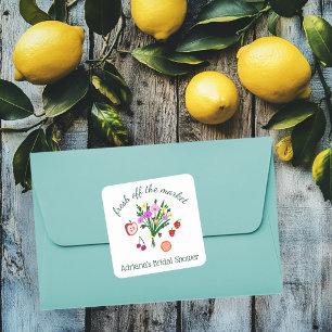 FRESH OFF THE MARKET Cute Custom Bridal Shower Square Sticker