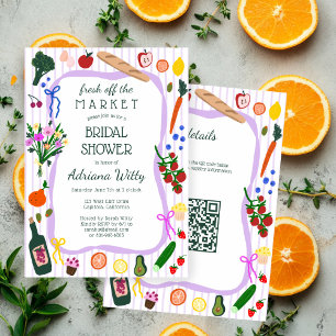 FRESH OFF THE MARKET Cute Custom QR Bridal Shower Invitation