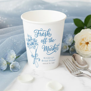 Fresh Off The Market Dusty Blue Bridal Shower Paper Cups