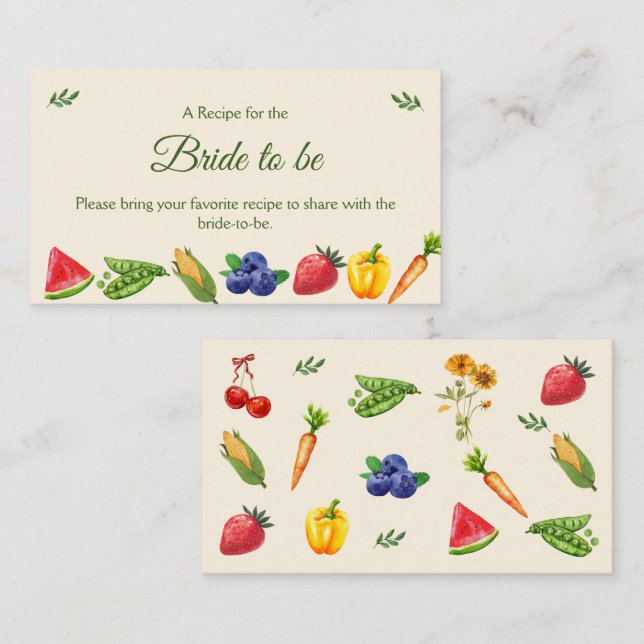 Fresh off the Market Farm Bridal Shower Recipe Enclosure Card (Front/Back)