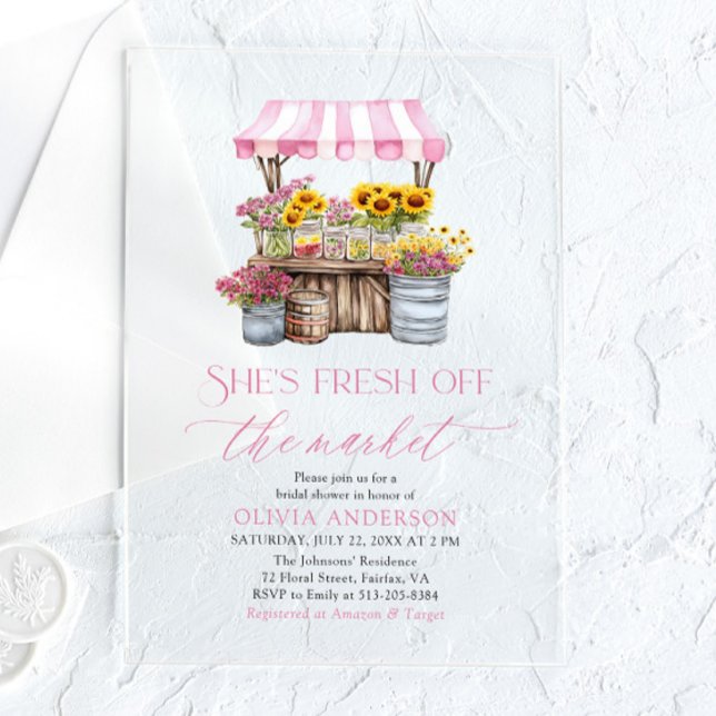 Fresh Off The Market Farmers Market Bridal Shower Acrylic Invitations (Fresh Off The Market Farmers Market Bridal Shower Acrylic Invitations)