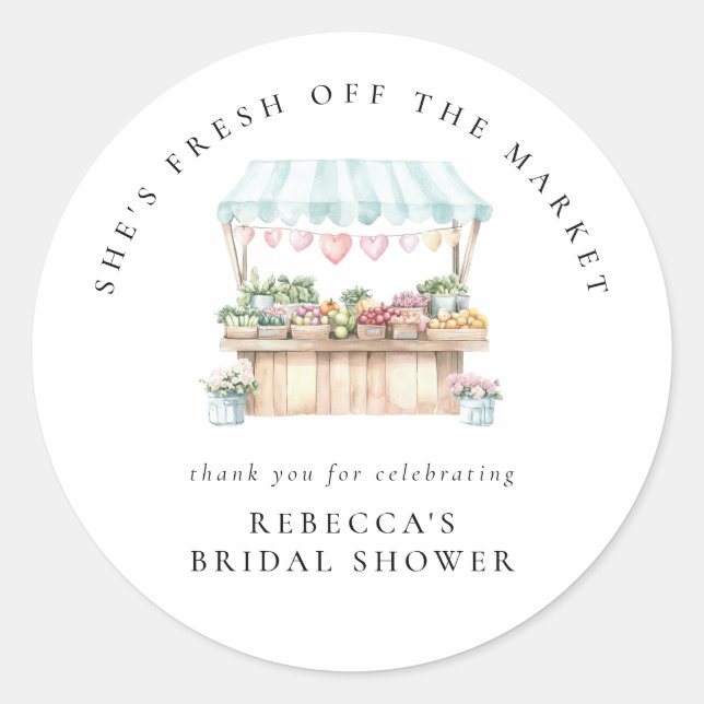 Fresh Off The Market Farmers Market Bridal Shower  Classic Round Sticker (Front)