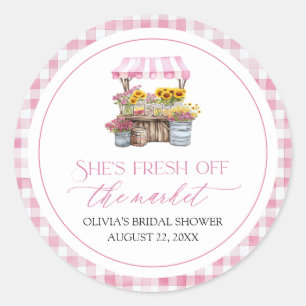 Fresh Off The Market Farmers Market Bridal Shower Classic Round Sticker
