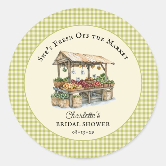 Fresh Off the Market Farmers Market Bridal Shower  Classic Round Sticker (Front)