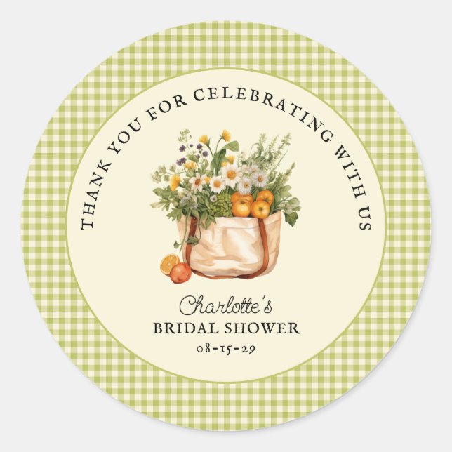 Fresh Off the Market Farmers Market Bridal Shower  Classic Round Sticker (Front)