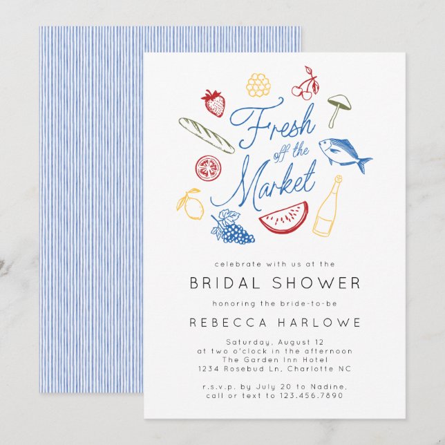 Fresh Off The Market Farmers Market Bridal Shower Invitation (Front/Back)