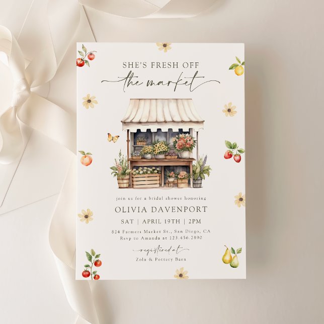 Fresh Off the Market Farmers Market Bridal Shower Invitation (Creator Uploaded)